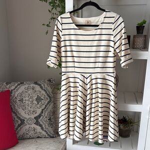 Striped Cream- Ivory and Black Dress